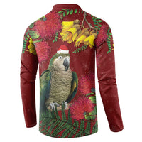 Kakapo Bird New Zealand Button Sweatshirt Floral Christmas