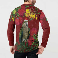 Kakapo Bird New Zealand Button Sweatshirt Floral Christmas