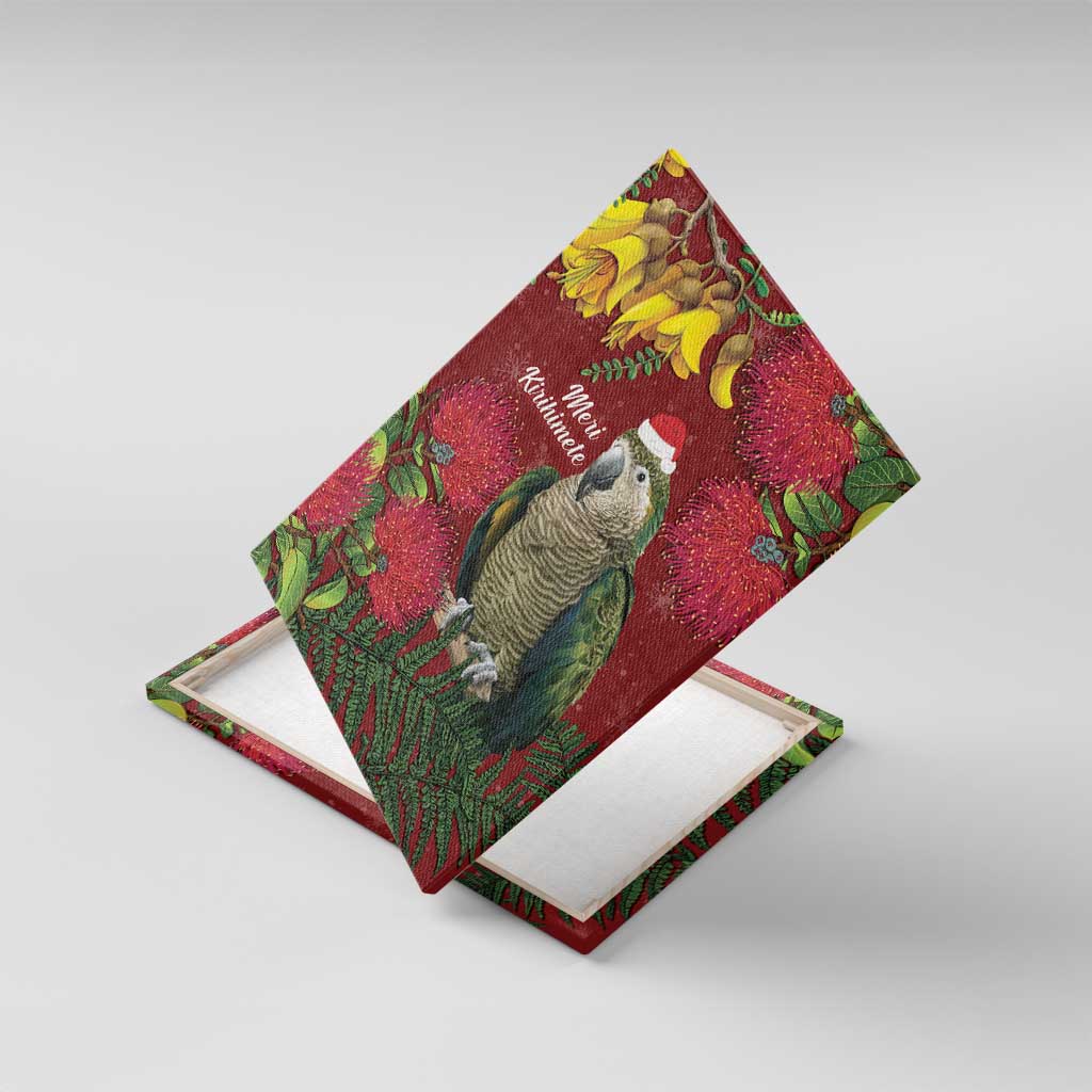 Kakapo Bird New Zealand Canvas Wall Art Floral Christmas LT7 With Frame Red - Polynesian Pride