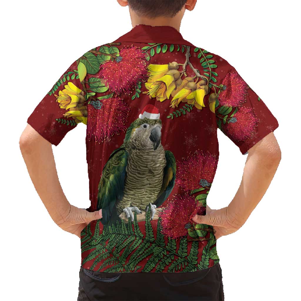 Kakapo Bird New Zealand Family Matching Long Sleeve Bodycon Dress and Hawaiian Shirt Floral Christmas