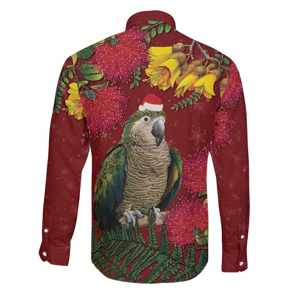 Kakapo Bird New Zealand Family Matching Long Sleeve Bodycon Dress and Hawaiian Shirt Floral Christmas