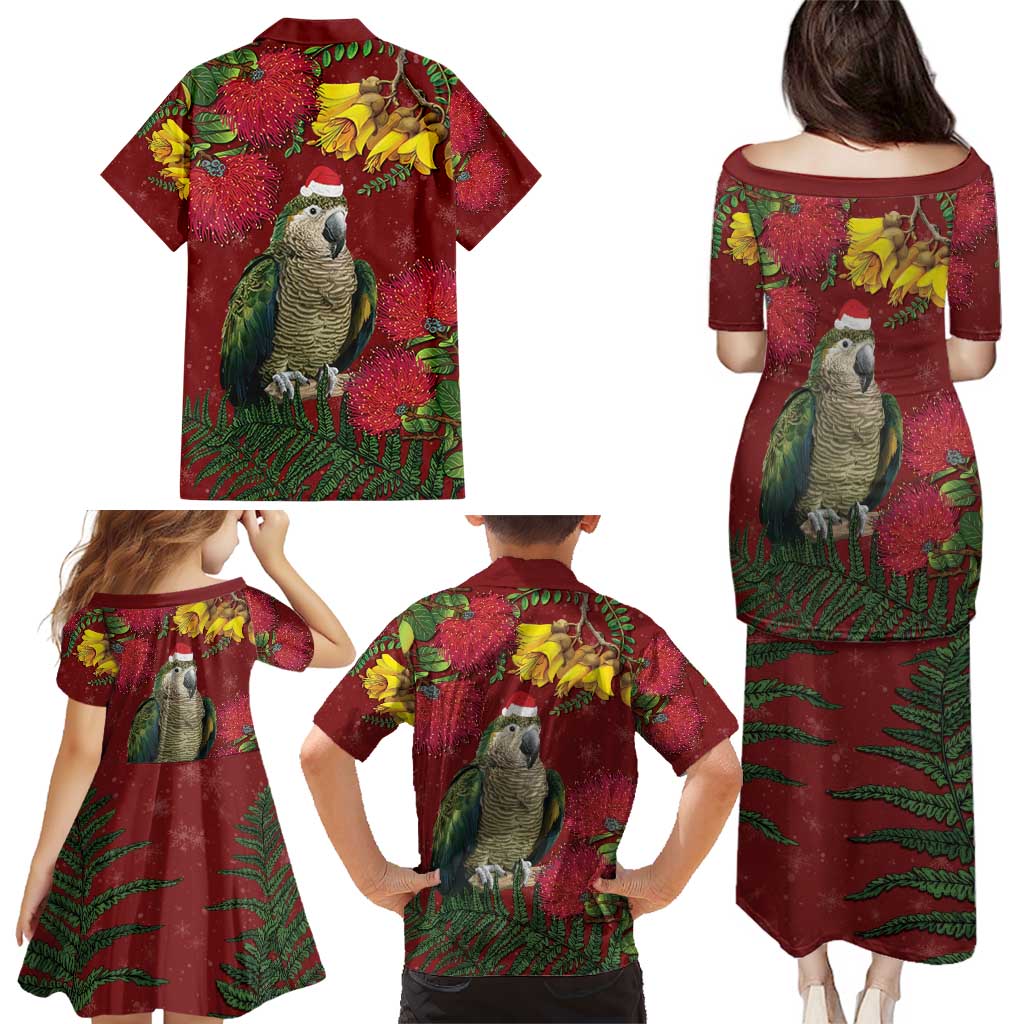 Kakapo Bird New Zealand Family Matching Puletasi and Hawaiian Shirt Floral Christmas