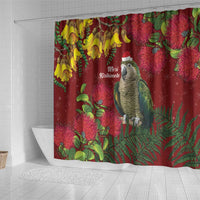 Kakapo Bird New Zealand Shower Curtain Floral Christmas