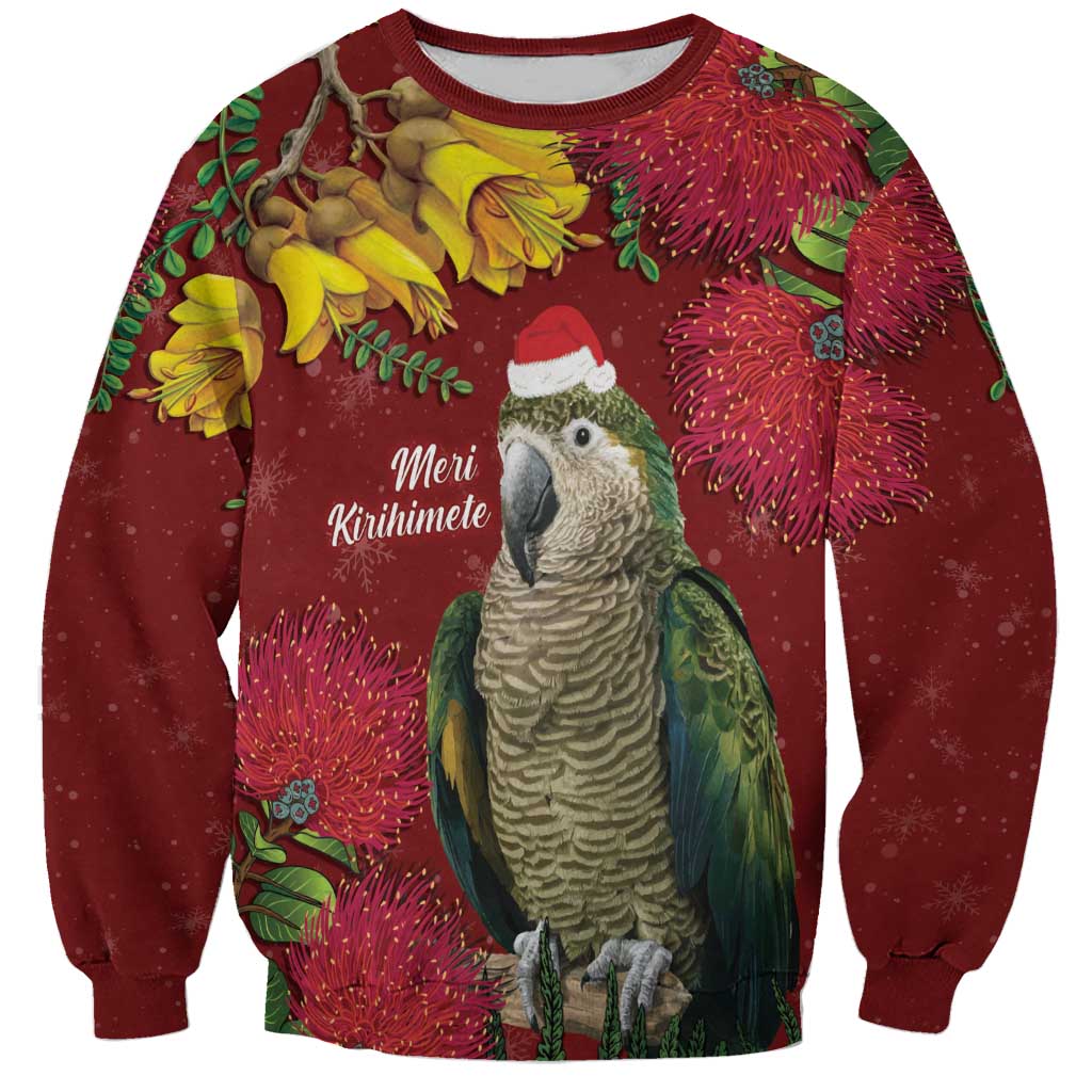 Kakapo Bird New Zealand Sweatshirt Floral Christmas
