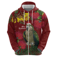 Kakapo Bird New Zealand Zip Hoodie Floral Christmas LT7 - Polynesian Pride