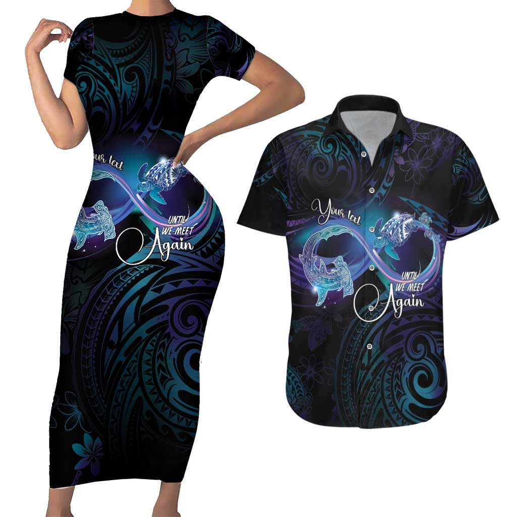 Polynesian Personalized Memorial Couples Matching Short Sleeve Bodycon Dress and Hawaiian Shirt Oceanic Infinity Symbol - Until We Meet Again - Polynesian Pride