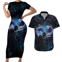 Polynesian Personalized Memorial Couples Matching Short Sleeve Bodycon Dress and Hawaiian Shirt Oceanic Infinity Symbol - Until We Meet Again - Polynesian Pride