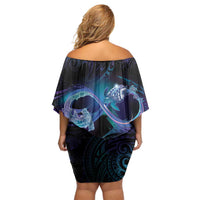 Polynesian Personalized Memorial Family Matching Off Shoulder Short Dress and Hawaiian Shirt Oceanic Infinity Symbol - Until We Meet Again - Polynesian Pride