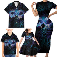 Polynesian Personalized Memorial Family Matching Short Sleeve Bodycon Dress and Hawaiian Shirt Oceanic Infinity Symbol - Until We Meet Again - Polynesian Pride
