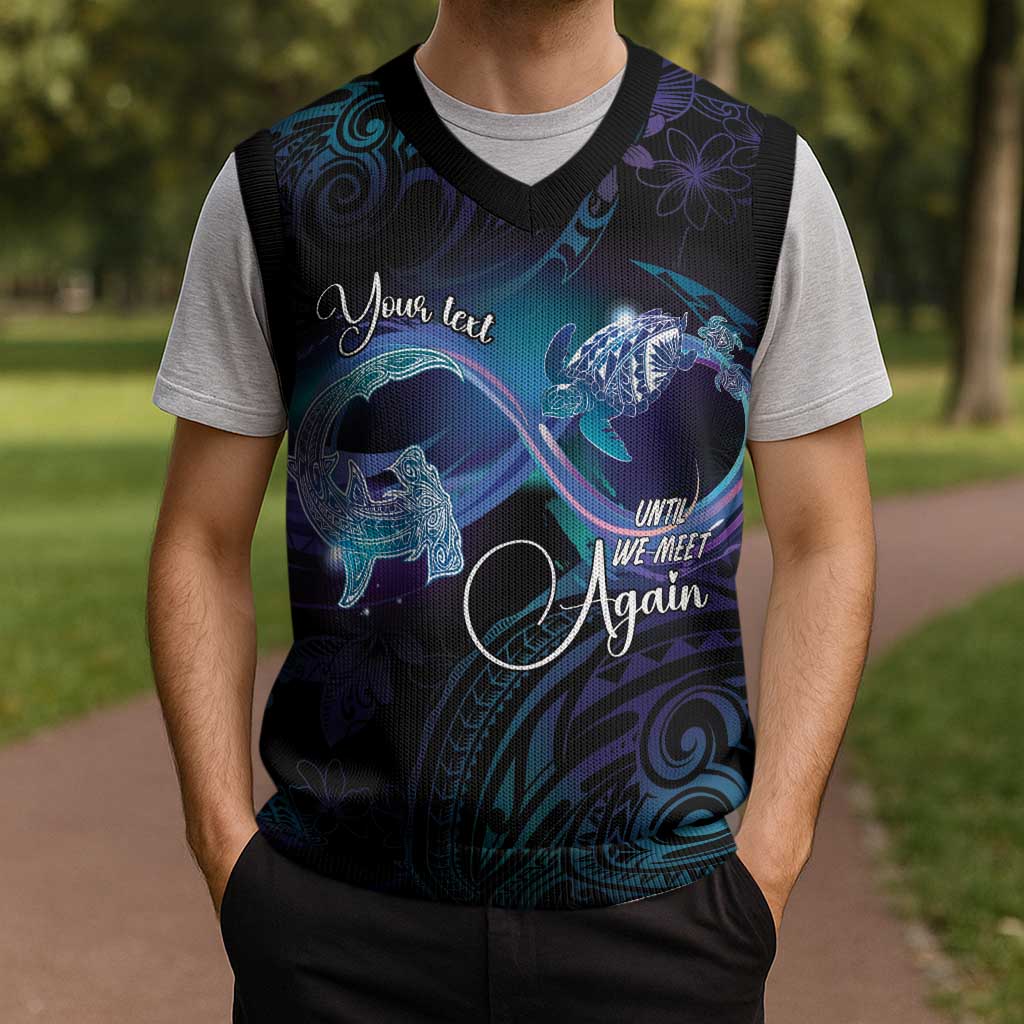 Polynesian Personalized Memorial Christmas Knitted V-Neck Vest Oceanic Infinity Symbol - Until We Meet Again - Polynesian Pride