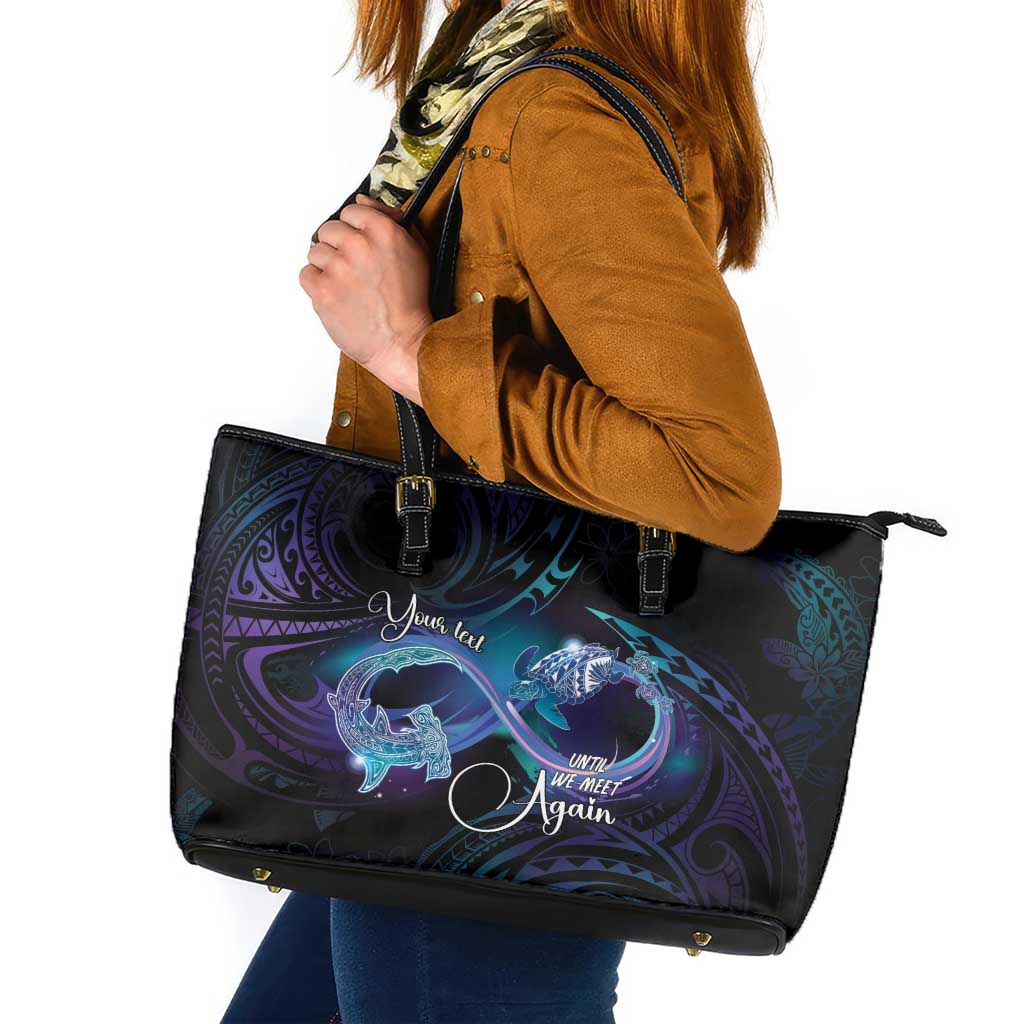 Polynesian Personalized Memorial Leather Tote Bag Oceanic Infinity Symbol - Until We Meet Again - Polynesian Pride