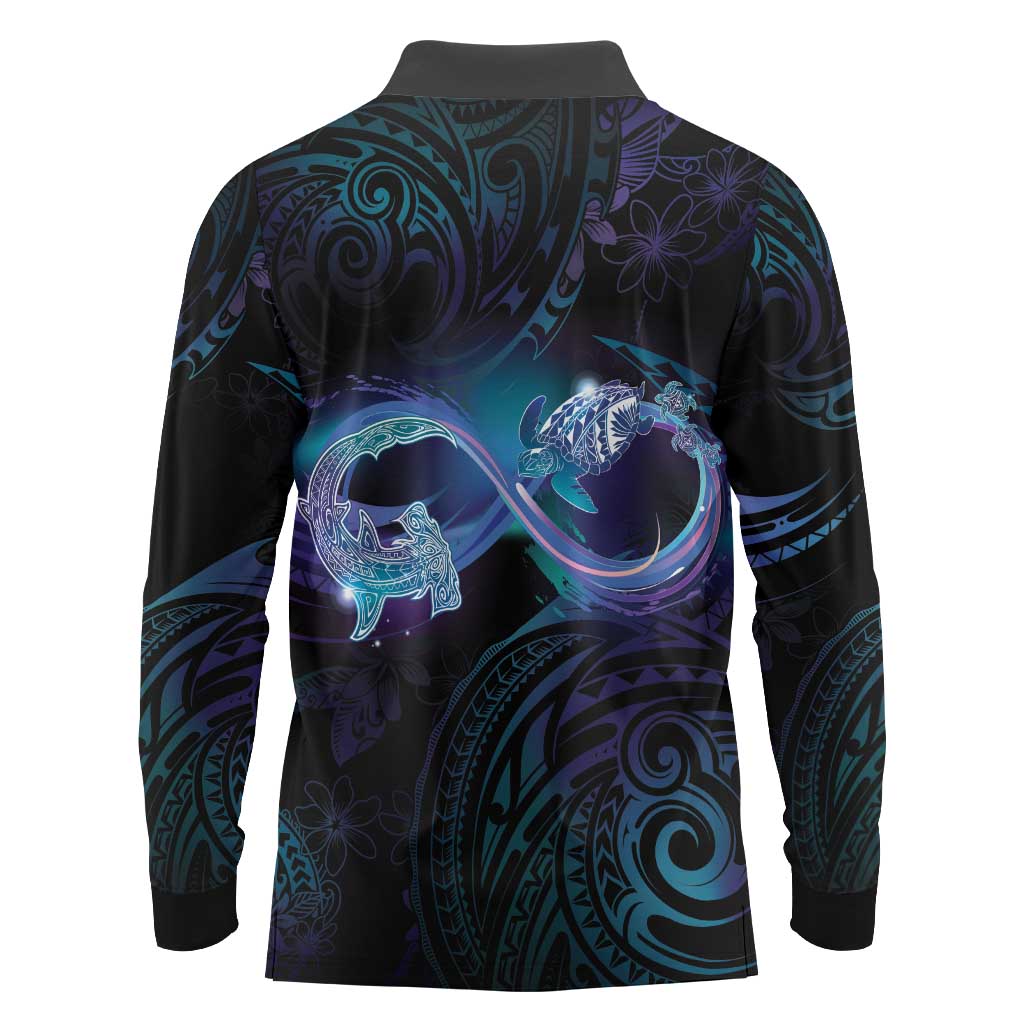 Polynesian Personalized Memorial Long Sleeve Polo Shirt Oceanic Infinity Symbol - Until We Meet Again - Polynesian Pride