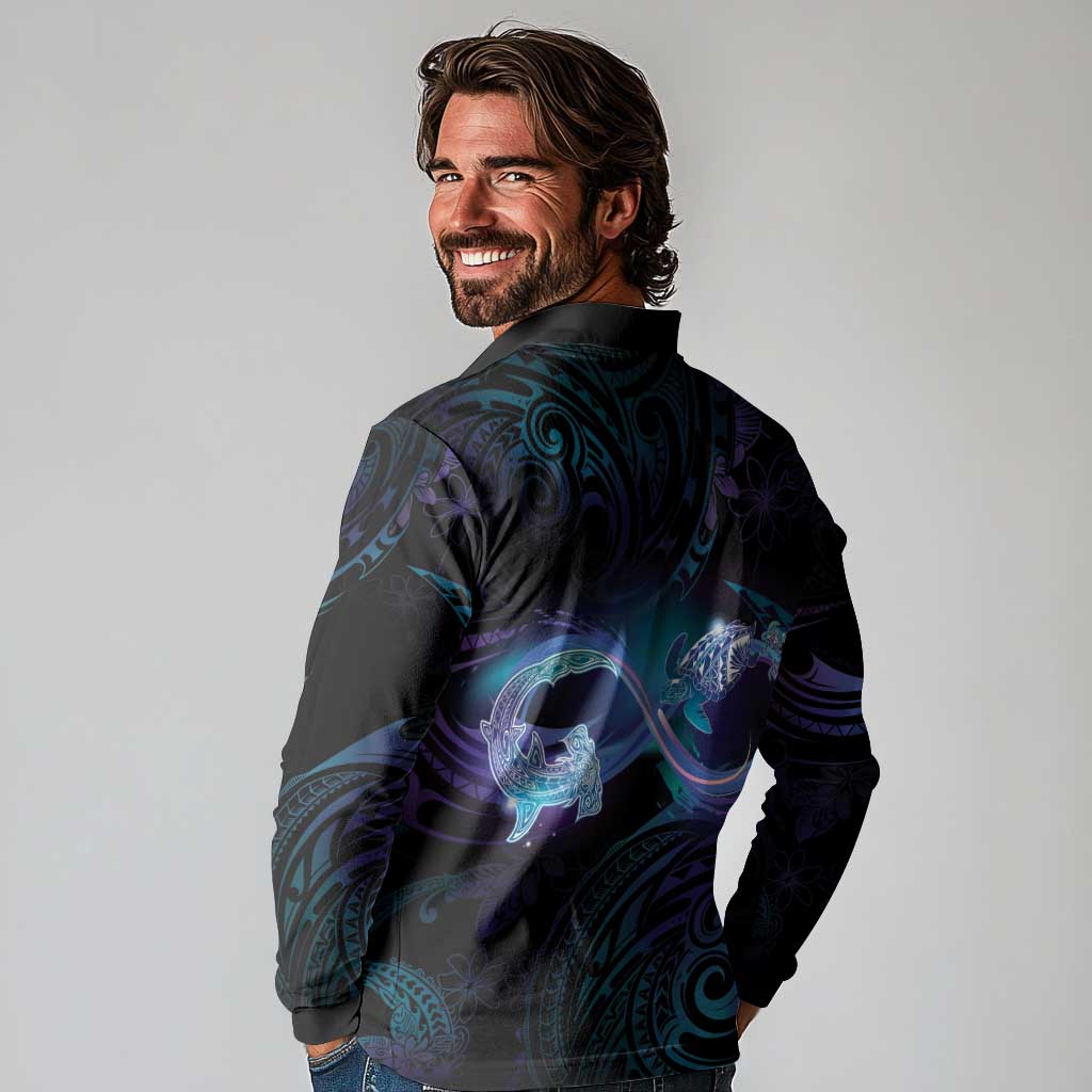 Polynesian Personalized Memorial Long Sleeve Polo Shirt Oceanic Infinity Symbol - Until We Meet Again - Polynesian Pride