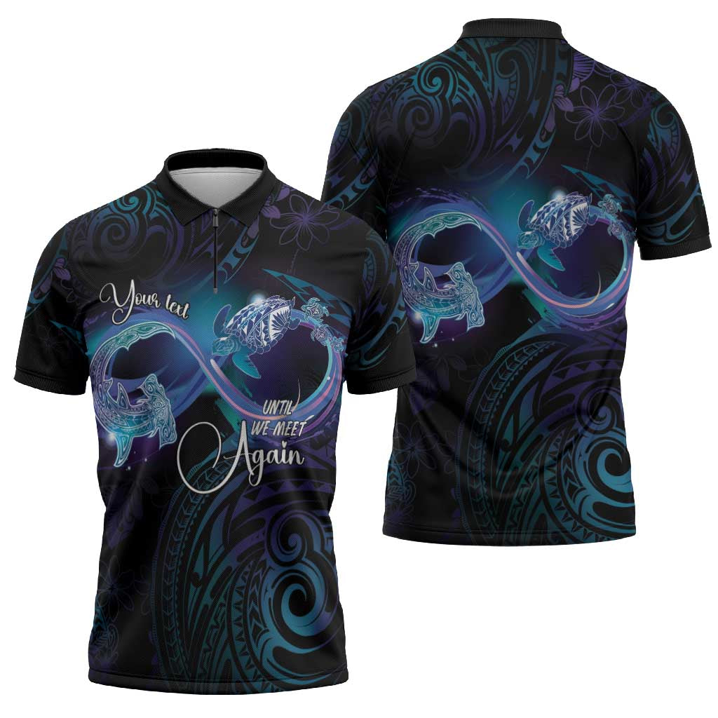 Polynesian Personalized Memorial Zipper Polo Shirt Oceanic Infinity Symbol - Until We Meet Again - Polynesian Pride