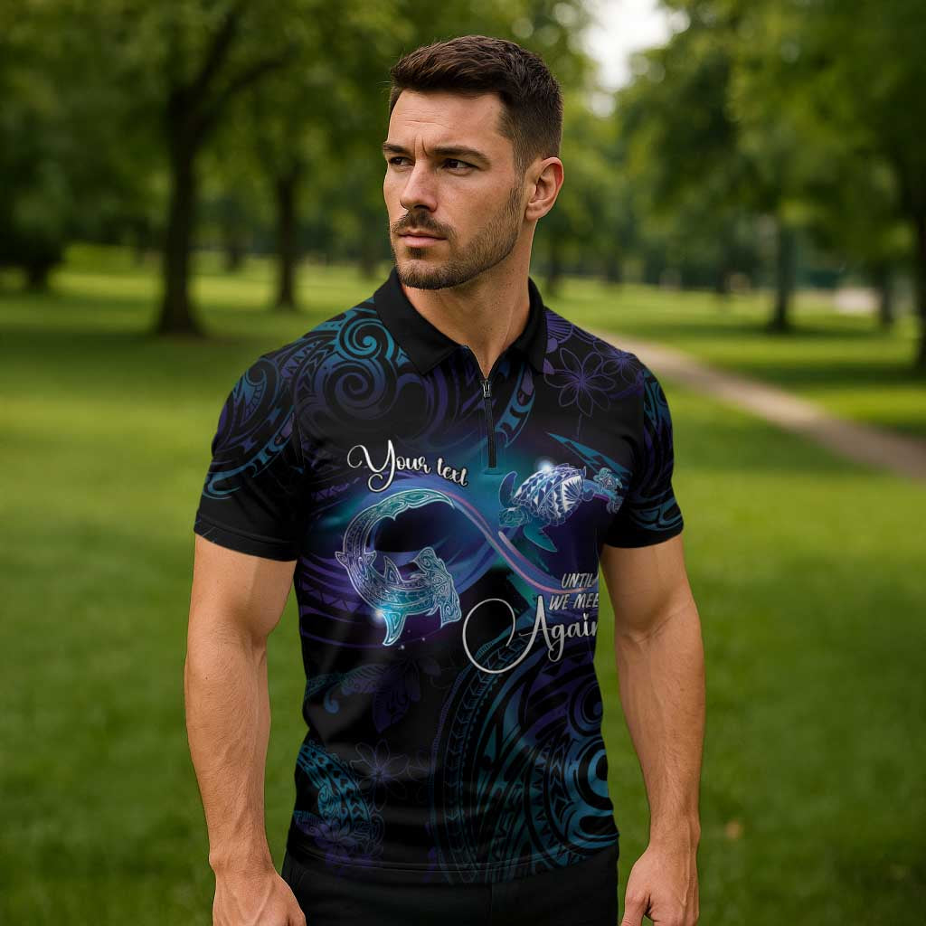 Polynesian Personalized Memorial Zipper Polo Shirt Oceanic Infinity Symbol - Until We Meet Again - Polynesian Pride