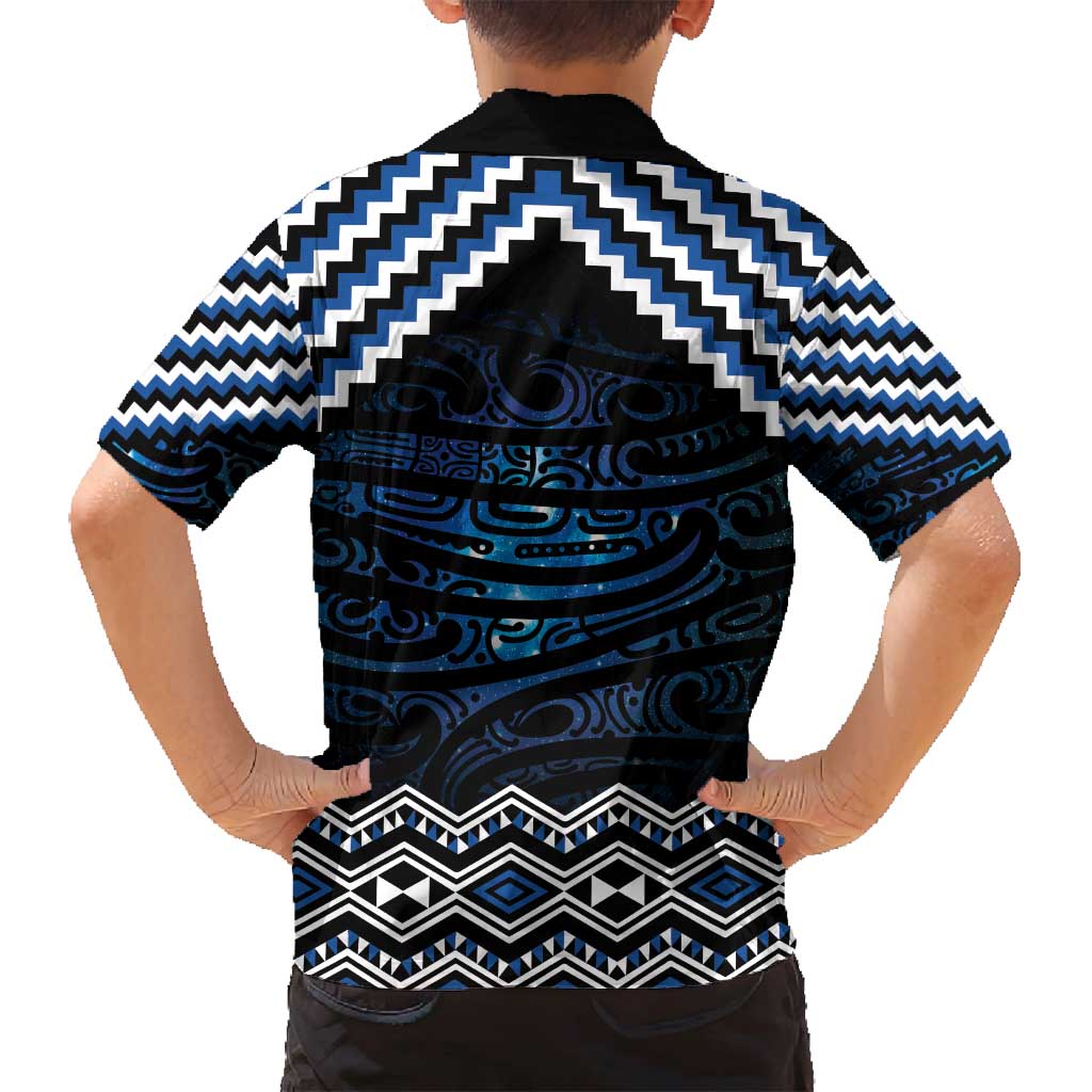 New Zealand Matariki Family Matching Long Sleeve Bodycon Dress and Hawaiian Shirt Galaxy Styled Taniko