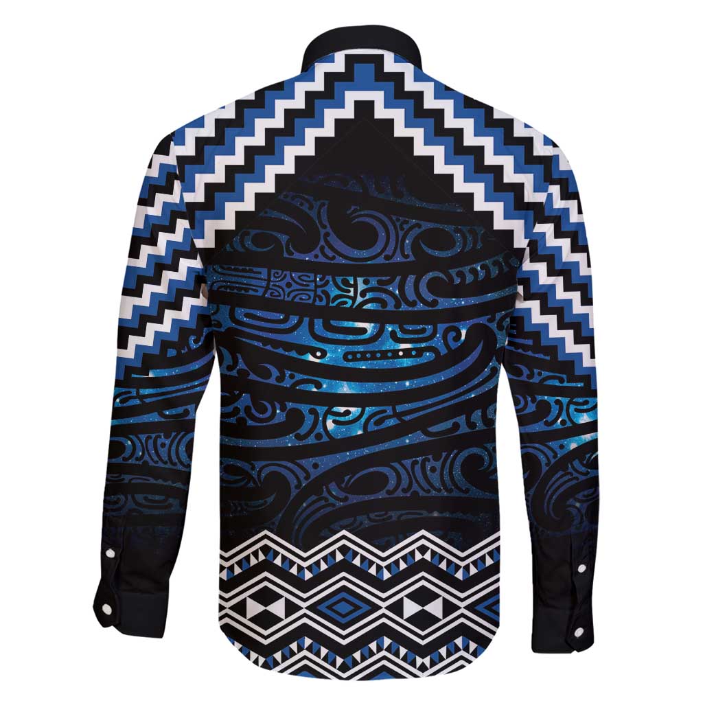 New Zealand Matariki Family Matching Long Sleeve Bodycon Dress and Hawaiian Shirt Galaxy Styled Taniko