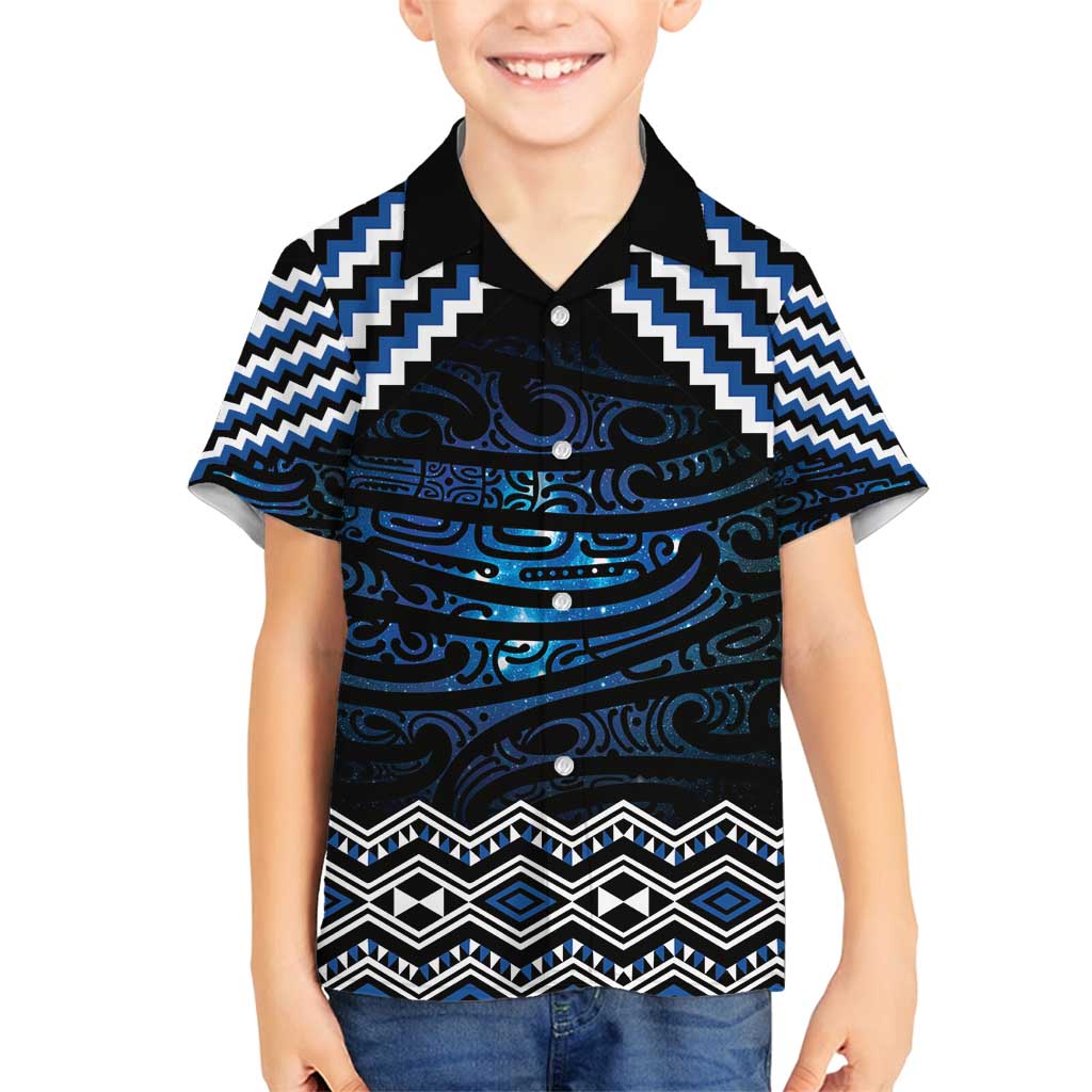 New Zealand Matariki Family Matching Long Sleeve Bodycon Dress and Hawaiian Shirt Galaxy Styled Taniko