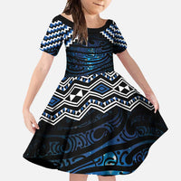 New Zealand Matariki Family Matching Short Sleeve Bodycon Dress and Hawaiian Shirt Galaxy Styled Taniko