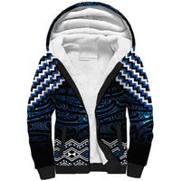 New Zealand Matariki Sherpa Hoodie Galaxy Styled Taniko LT7 Unisex Blue - Polynesian Pride