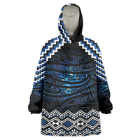 New Zealand Matariki Wearable Blanket Hoodie Galaxy Styled Taniko LT7 One Size Blue - Polynesian Pride