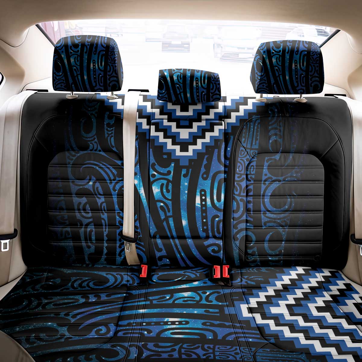 New Zealand Matariki Back Car Seat Cover Galaxy Poutama Motifs LT7 - Polynesian Pride