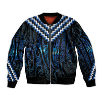 New Zealand Matariki Bomber Jacket Galaxy Poutama Motifs LT7 Unisex Blue - Polynesian Pride
