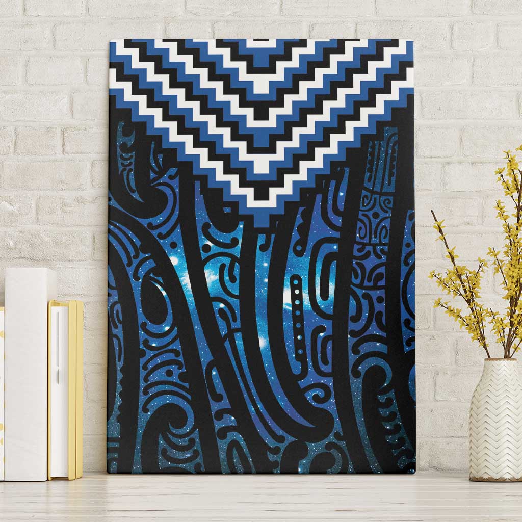 New Zealand Matariki Canvas Wall Art Galaxy Poutama Motifs LT7 Without Frame Blue - Polynesian Pride