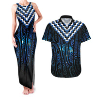 New Zealand Matariki Couples Matching Tank Maxi Dress and Hawaiian Shirt Galaxy Poutama Motifs