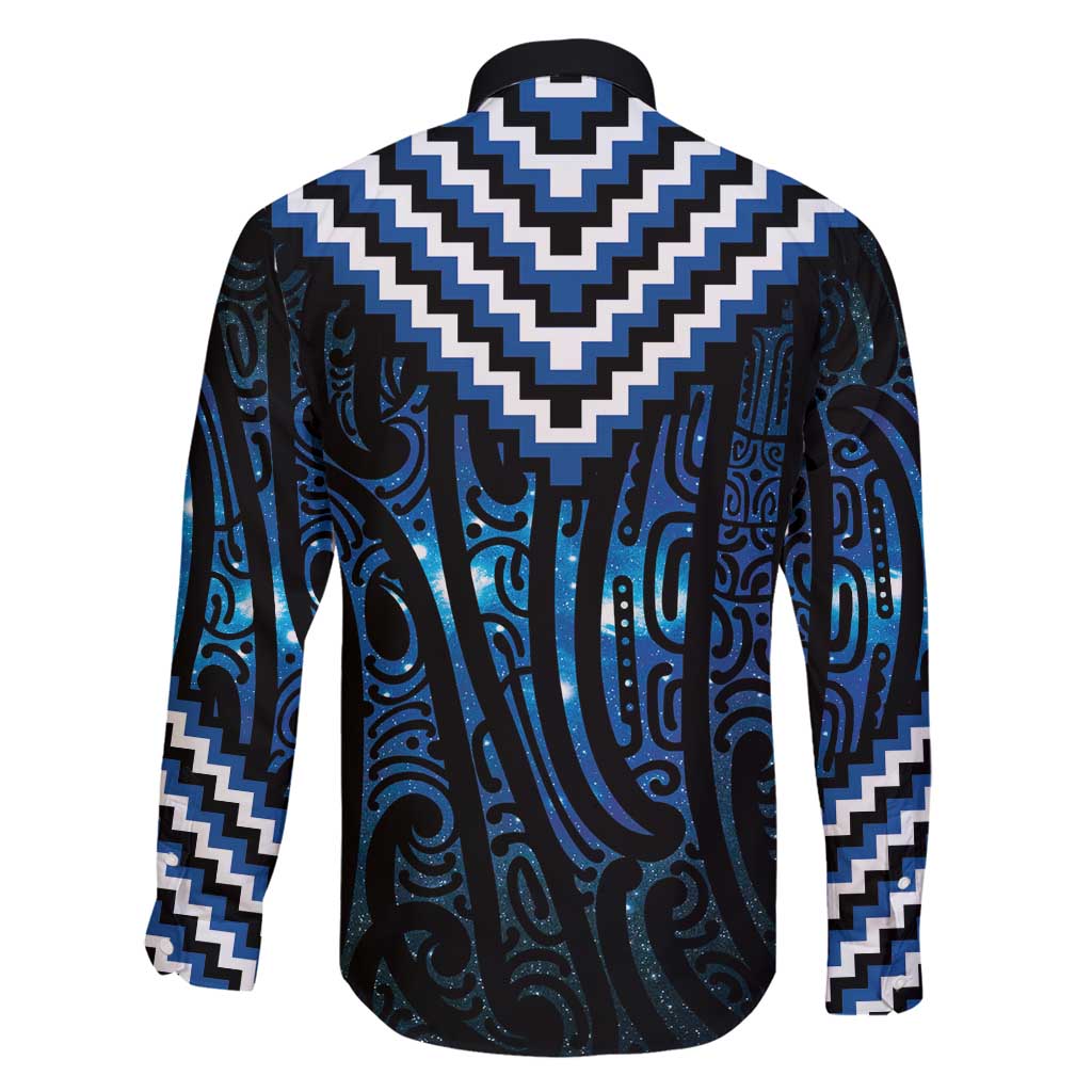 New Zealand Matariki Family Matching Long Sleeve Bodycon Dress and Hawaiian Shirt Galaxy Poutama Motifs