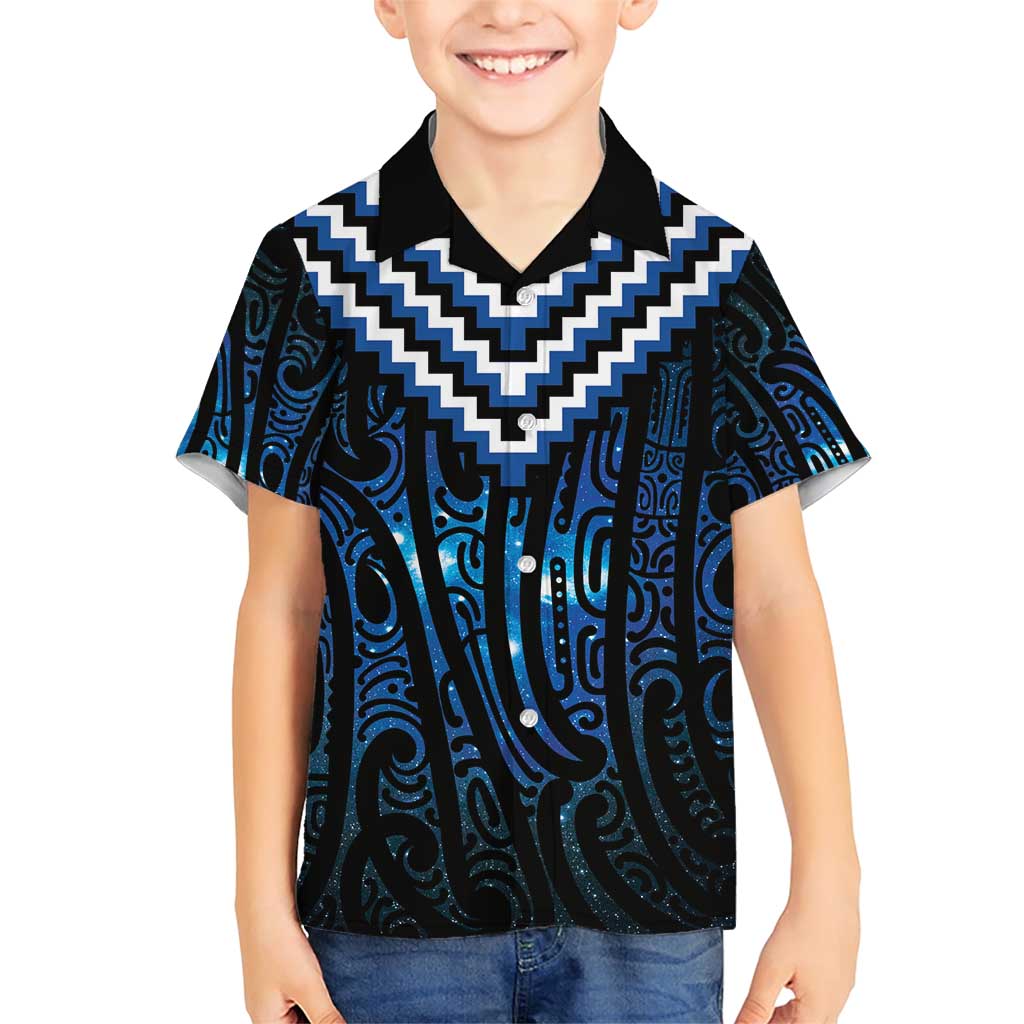 New Zealand Matariki Family Matching Short Sleeve Bodycon Dress and Hawaiian Shirt Galaxy Poutama Motifs