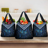 New Zealand Matariki Grocery Bag Galaxy Poutama Motifs LT7 3-pack One Size Blue - Polynesian Pride