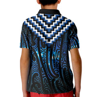 New Zealand Matariki Kid Polo Shirt Galaxy Poutama Motifs