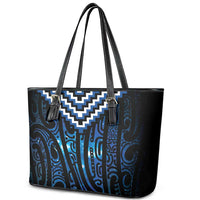 New Zealand Matariki Leather Tote Bag Galaxy Poutama Motifs