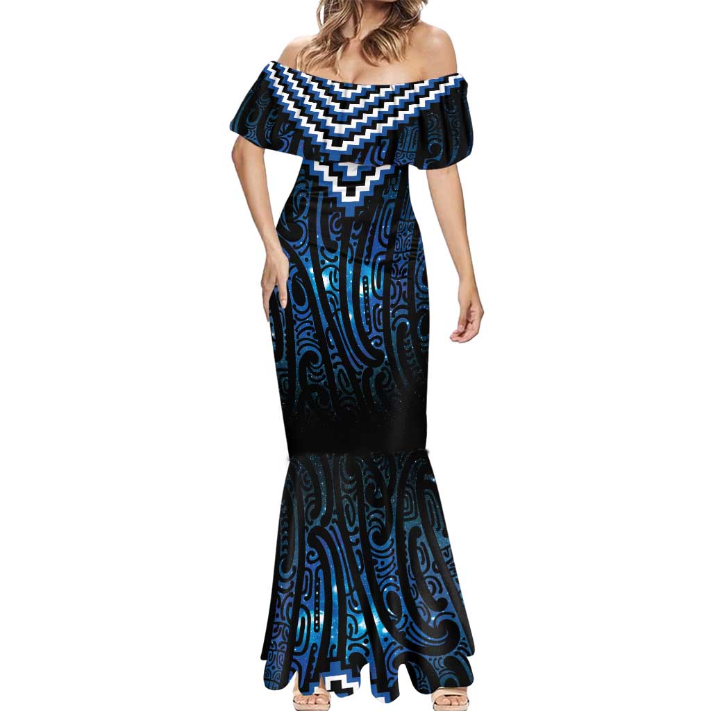 New Zealand Matariki Mermaid Dress Galaxy Poutama Motifs