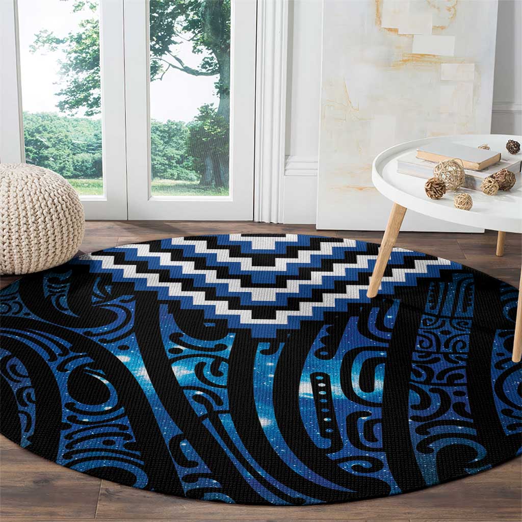 New Zealand Matariki Round Carpet Galaxy Poutama Motifs