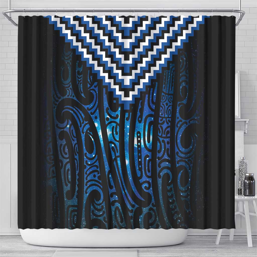 New Zealand Matariki Shower Curtain Galaxy Poutama Motifs LT7 - Polynesian Pride