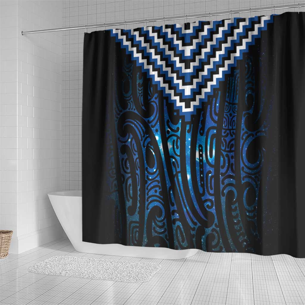 New Zealand Matariki Shower Curtain Galaxy Poutama Motifs LT7 - Polynesian Pride