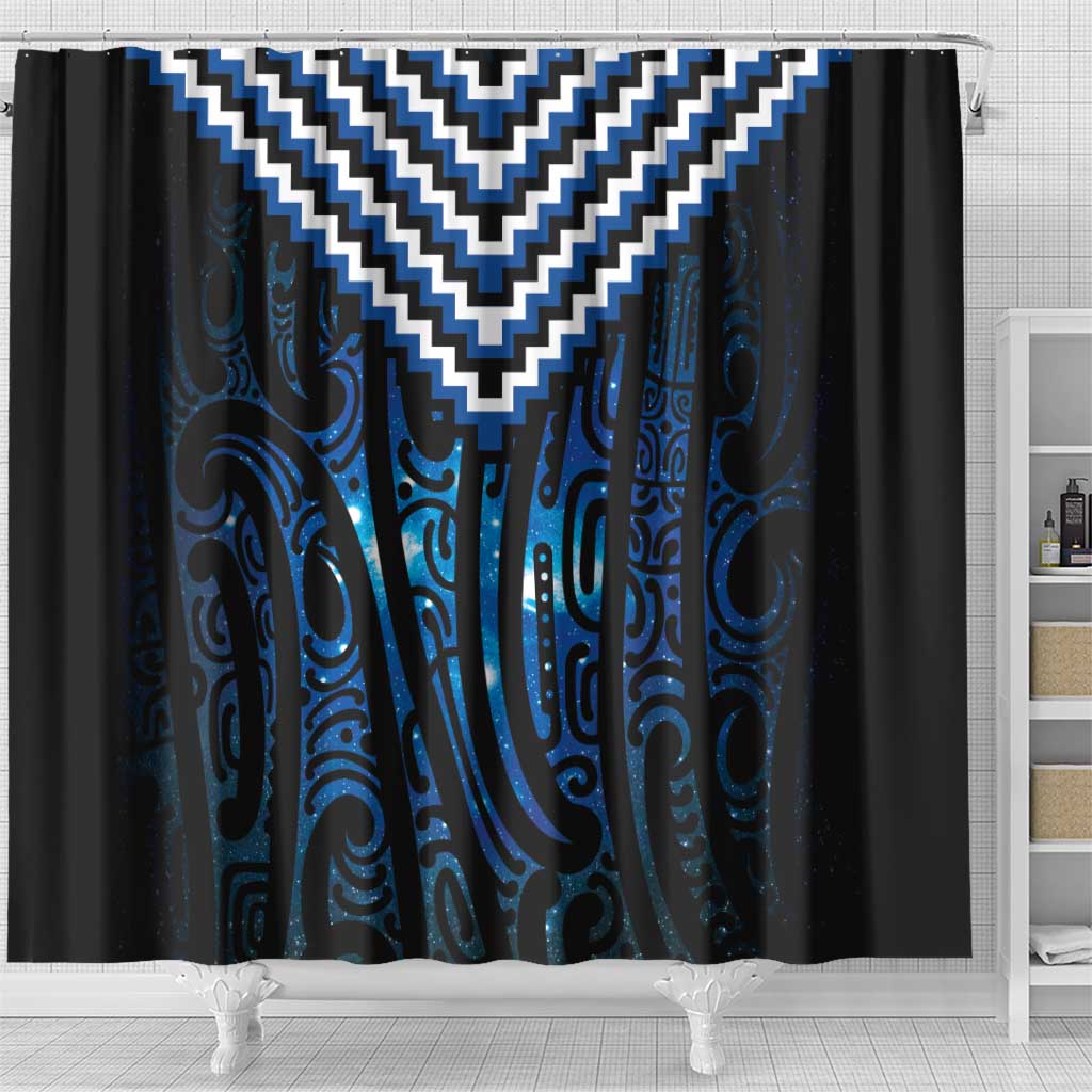 New Zealand Matariki Shower Curtain Galaxy Poutama Motifs LT7 - Polynesian Pride