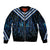 New Zealand Matariki Sleeve Zip Bomber Jacket Galaxy Poutama Motifs
