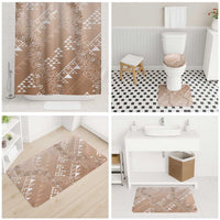 Hawaii Beige Kapa Bathroom Set Vintage 'Ohe Kāpala Motifs Mix Plumeria Leis