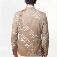 Hawaii Beige Kapa Blazer Vintage 'Ohe Kāpala Motifs Mix Plumeria Leis LT7 - Polynesian Pride