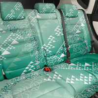 Hawaii Jade Green Kapa Back Car Seat Cover Vintage 'Ohe Kāpala Motifs Mix Plumeria Leis