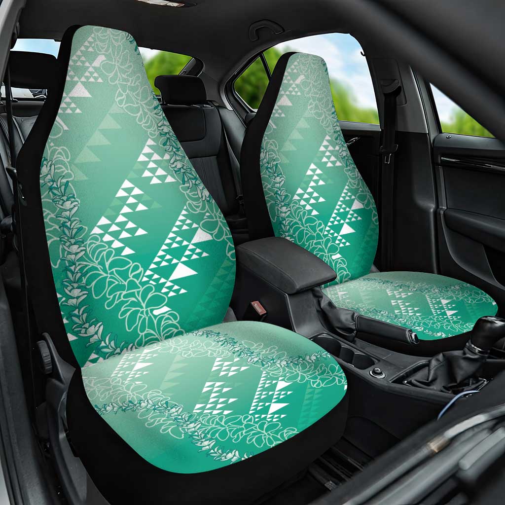 Hawaii Jade Green Kapa Car Seat Cover Vintage 'Ohe Kāpala Motifs Mix Plumeria Leis