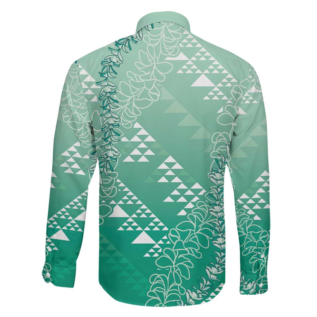 Hawaii Jade Green Kapa Family Matching Mermaid Dress and Hawaiian Shirt Vintage 'Ohe Kāpala Motifs Mix Plumeria Leis LT7 - Polynesian Pride