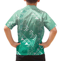 Hawaii Jade Green Kapa Family Matching Puletasi and Hawaiian Shirt Vintage 'Ohe Kāpala Motifs Mix Plumeria Leis LT7 - Polynesian Pride