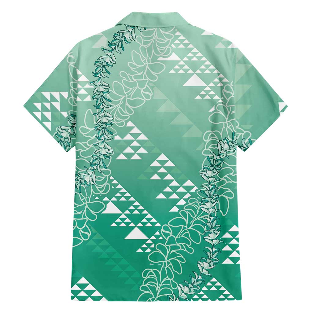 Hawaii Jade Green Kapa Family Matching Puletasi and Hawaiian Shirt Vintage 'Ohe Kāpala Motifs Mix Plumeria Leis LT7 - Polynesian Pride