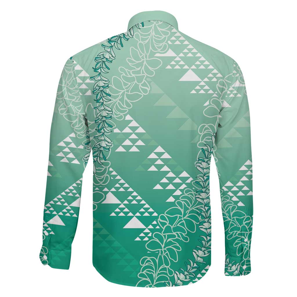 Hawaii Jade Green Kapa Family Matching Puletasi and Hawaiian Shirt Vintage 'Ohe Kāpala Motifs Mix Plumeria Leis LT7 - Polynesian Pride