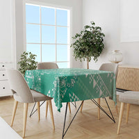 Hawaii Jade Green Kapa Tablecloth Vintage 'Ohe Kāpala Motifs Mix Plumeria Leis LT7 - Polynesian Pride
