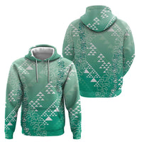 Hawaii Jade Green Kapa Zip Hoodie Vintage 'Ohe Kāpala Motifs Mix Plumeria Leis